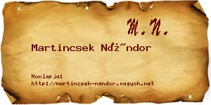 Martincsek Nándor névjegykártya